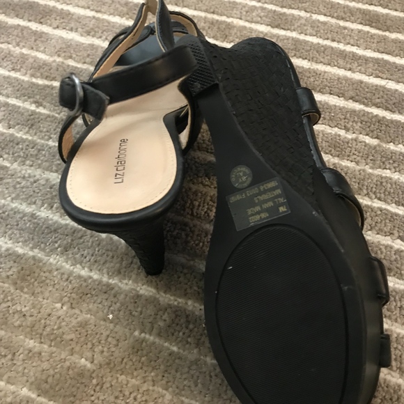 Liz Claiborne Chic Strappy Black Platform Wedge - Picture 5 of 7